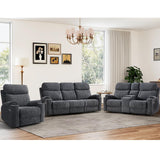 HAOMARKETS 3-Piece Power Recliner Sofa Set with Charging Port, Include Single Recliner Chair, 2-Seater Loveseat Reclining Couch and 3-Seater Reclining Sofa with Cup Holders for Living Room, Dark Grey HAOMARKETS