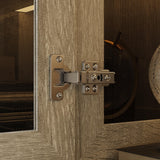 FUNISIR Display Cabinet with 2 Glass Doors, Curio Cabinet with LED Light & 4-Tier Storage Shelves for Collectibles, 37" W Glass Display Case for Living Room, Home Office, Grey Oak FUNISIR