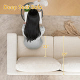 ELUCHANG 85" Modern Sofa Couches for Living Room, 3 Seater Sofa, Natural Linen Deep Seat Sofa with Upholstered Cushion&Detachable Cover, Comfy Sofa Couch for Small Space, Apartment, Cream ELUCHANG