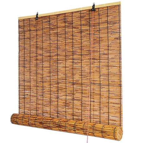 Bamboo Shades Bamboo Blinds Outdoor Shades, Sun Protection Breathable, for Indoor/Outdoor Windows Porch Patio - Carbonized Color ZAZRLW