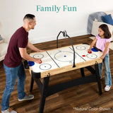 Best Choice Products LED 54 Inch Air Hockey Game Table w/Light-up Scoreboard, Powerful Motor, AC Outlet. Includes 2 Pucks, 2 Pushers - Walnut Best Choice Products