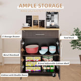 Shintenchi Kitchen Island Cart with Storage,Rolling Kitchen Island Side Table on Wheels with Large Worktop,Storage Cabinet,Towel Rack and Drawers for Kitchen,Dinning Room, Brown Shintenchi