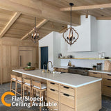 16.14" 4-Light Farmhouse Wood Chandelier, Rustic Orb Pendant Lighting Fixture with Adjustable Chain, Vintage Ceiling Hanging Lights for Foyer Entryway Dining Room Kitchen Island, Handmade Oak Finish Neechicx