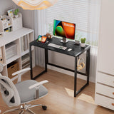 SOROGRA Small Folding Desk 31.5 Inch, Foldable Computer Desks with LED Lights and Monitor Stand, Work Portable Table for Bedroom Home Office, Black SOROGRA