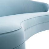 SAFAVIEH Couture Primrose Glam Light Blue Velvet Curved Sofa SAFAVIEH