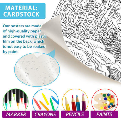 Turtle Giant Coloring Posters for Kids Adults Sea Turtle Coloring Sheets 39.37×51.96 Inch Mandala Coloring Page Wall Art Decor Blank Banner for School Group Family Art Craft Activities Decoration ZOIIWA