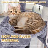 Xin Three Layer Cat Tree with Cat Condo and Two Hammocks,Grey Smouatou