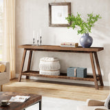 Tribesigns Farmhouse Console Entryway Table: 70.9 Inches All Wood Console Table for Entrance, 2 Tiers Narrow Long Behind Couch Sofa Table, Foyer Entry Table for Hallway, Living Room, Brown Tribesigns