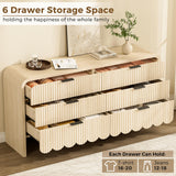 CLLASOU 6 Drawer Dresser for Bedroom, Wood Storage Dresser with Drawers and Metal Handle, Fluted Dressers TV Stand, Modern Closet Chest of Drawers for Bedroom (Beige) CLLASOU