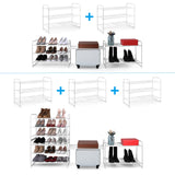 Simple Trending 3-Tier Stackable Shoe Rack, Expandable & Adjustable Shoe Shelf Storage Organizer, Wire Grid, White Simple Trending
