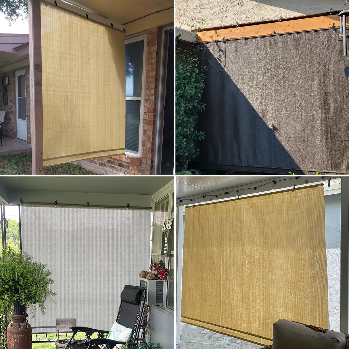 Coarbor Outdoor Roll up Shades Blinds for Porch Patio Shade Exterior Roller Shade Privacy Shade Screen for Deck Pergola Gazebo Beige 6'W x 6'H COARBOR