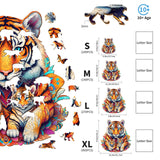 Woodemon Wooden Puzzles for Adults, Tiger Family (M-190pcs) Wooden Jigsaw Puzzles Kids, 11.2 * 11.8in Unique Shaped Animal Wood Puzzles Adults, Fathers Birthday Family Games Woodemon