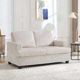 HOMYKA Loveseat Sofa, 60" Corduroy Couch with Side Pocket, Removable Pillow and Cushion Cover 2 seat Couches, Comfy Modern Small Couch for Living Room, Small Spaces, Dorms, Office, Beige HOMYKA