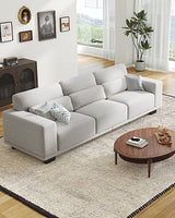 Pipishell 89" 3 Seater Sofa Couch with Deep Seats & Wide Armrests, Supportive Futon with Thickened Cushion, Comfy Cotton-Linen Couches for Living Room,Removable & Washable Covers,Grey Pipishell