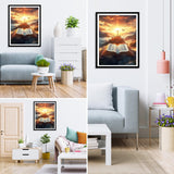 MXJSUA Landscape Bible Cross Diamond Painting Kits for Adults, 5D Diamond Art Kits for Beginners, DIY Full Round Drill Picture with Diamond for Home Wall Decor, 12x16 Inch MXJSUA