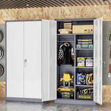 INTERGREAT Metal Storage Cabinet,72 Tall Armoire Wardrobe Closet with Doors,Grey White Storage Locker Cabinets with Adjustable Shelves and Removable Hanging Rods INTERGREAT