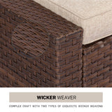 SOLAURA Outdoor Patio Furniture Set 7-Piece Brown Wicker Conversation Furniture Set Patio Lounge Chairs with Ottoman & Loveseat with Glass Coffee Table (Pillow Included) SOLAURA