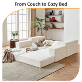 Modular Sectional Loveseat Cloud Sofa, Boneless Couch with Non Slip Base, Modern Sleeper Sofa for Customizable Living Spaces, Cozy Modular Couch with L-Shape Chaise, Deep Seat & No Assembly, Beige CozyMine