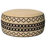 GLADTRAX Outdoor Inflatable Ottoman with Air Pump, Embroidery Patio Footrest Stool D21”x H9”, Round Pouf Ottoman with Portable Handle Suitable for Garden, Camping, Bedroom, Living Room GLADTRAX