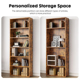 Sweetcrispy Industrial 6 Shelf Bookcase - Large 63 Inch Tall Floor Standing Open Bookshelf with Anti-Tipping Device for Home Office, Living Room, and Bedroom Storage, Rustic Brown Sweetcrispy