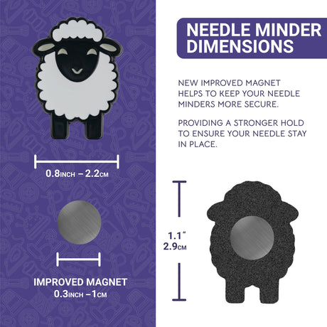 The Quilted Bear Needle Minders - Magnetic Enamel Needle Keeper for Sewing Pins, Sewing Needles, Embroidery Needles, Cross Stitch Needles - Sheep The Quilted Bear