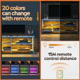 WLIVE TV Stand up to 70 Inch TV, 63" Entertainment Center with LED, TV Media Console with 3-Tier Storage Shelves for Living Room and Bedroom, White WLIVE