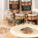 DGYJJZ 6Pack Natural Wood Chips for Smoker Grill and Smoking Gun, Oak, Pecan, Apple, Pear, Cherry and Peach About 80g Each, Smoker Woodchips for BBQ Smoking Beef Pork Chicken Fish and Whisk DGYJJZ