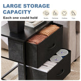 DUMOS Nightstand Small Dresser with 2 Fabric Drawers Side Tables Bedroom End Table Bedside Storage Furniture for 20 inch Tall Night Stand for Entryway, College Dorm, Classic Black DUMOS