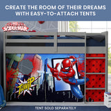 Delta Children Twin Loft Bed with Guardrail and Ladder (Coordinates with Batman, Spider-Man & Harry Potter Tents Sold Separately), Grey Delta Children
