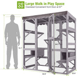 GUTINNEEN Catio Outdoor Cat Enclosure Large Walk in Window Cat House for Mulitiple Cats with 7 Platforms and 2 Resting Box,Tarp Roof,71 inch GUTINNEEN