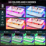 YITAHOME LED Coffee Table with Storage, Modern Coffee Tables for Living Room, High Glossy LED Coffee Table with Open Display Shelf & Sliding 4 Drawers, Rectangular Small Center Table, White YITAHOME