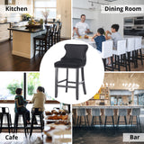 i-POOK Counter Height Bar Stools Set of 2, Velvet Upholstered Barstools with Solid Wood Legs, Button Tufted and Nailheads Trim, Wing-Back Bar Chairs for Kitchen Island Dining Room Pub, Black i-POOK