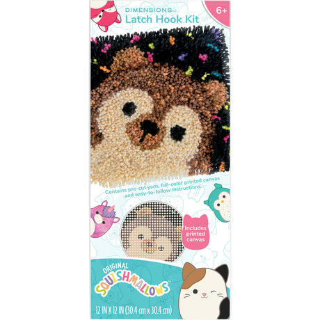 Dimensions 72-70317 Squishmallows Hans Latch Hook Kit, 12" x 12", Multicolor, 6 Pieces Dimensions