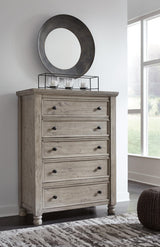 Signature Design by Ashley Harrastone Chest of Drawers, 42" W x 20" D x 56" H, Light Gray Signature Design by Ashley