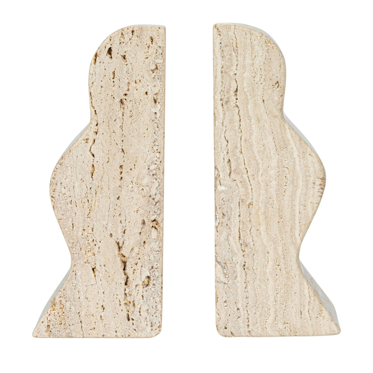 Creative Co-Op Decorative Travertine Wave Bookends, Natural, Set of 2 Creative Co-Op