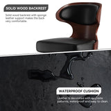 Nalupatio Bar Stools Set of 2 Seat Adjustable Height 24.5-33.5IN - Bentwood Swivel Barstools with Back & Footrest - PU Leather Upholstered Bar Chair for Bar, Kitchen, Dining Room Nalupatio