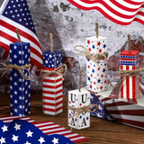 Weysat 5 Pcs 4th of July Tiered Tray Decor Wooden Rustic Patriotic Fireworks Centerpiece Wood Memorial Day Independence Day Red White and Blue Decorations for Farmhouse Home Table Decor Weysat