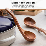 Wooden Ladle Spoon Set, 3 Size Teak Wood Kitchen Serving Spoon with Back Hooks for Pot & Bowl, Non-Stick Wooden Spoon Set for Cooking, Serving and Stirring WOODENHOUSE LIFELONG QUALITY