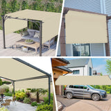 Windscreen4less 16' x 5' Universal Waterproof Replacement Shade Cover Canopy for Pergola Patio Privacy Shade Screen with Grommets on 2 Sides Includes Weighted Rods UV Block Beige Windscreen4less