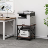 Fannova Large Printer Stand, 23.6 x 23.6 x 22.6 Inches Square Printer Table with Storage Shelf, 2 Tier Rolling Printer Cart with Industrial Wheels for Home Office - Rustic Brown Fannova