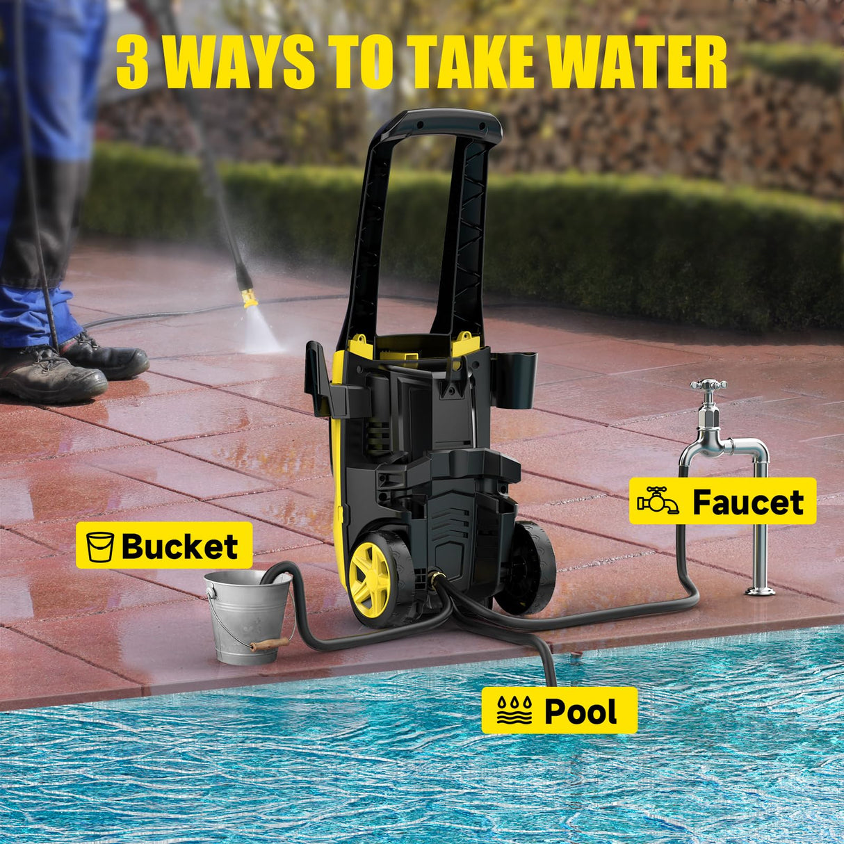 AcquaX Electric Pressure Washer, 4000 PSI 2.5 GPM Electric Power Washer with 4 Quick Connect Nozzles, 35FT Power Cord, 20FT Hose, Foam Cannon for Cars/Patios/Diverway/Fences AcquaX