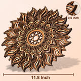 ADDMES 11.8 Inch Sun Wall Decor, Wooden Mandala Wall Art, Hollowed-out Sun Hanging Sign, Multi-layers Lotus Flower Wall Decor, Spiritual Room Decor for Bedroom, Living Room, Farmhouse Decor ADDMES