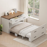 XIAO WEI Murphy Bed Cabinet with Mattress Included,76 * 33 Inches Twin Size Hideaway Bed with Storage for Adults Guests and Kids,Easy Pull Out and Folding,2 in 1 Small Fold up Space Saving WallBed XIAO WEI