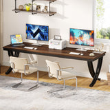 Tribesigns 2-Person Office Computer Desk, 78.7-Inch Extra Long Desk, Large Double Desk for Home Office, Workstation Work Desk for Two People with Stylish Legs, Rustic Brown Tribesigns