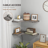 fuqing Floating Corner Shelves, Wall Shelf Set of 3, Shelves for Wall Storage, Solid Wood Shelves for Storage, Wall Mount Wooden Display Shelf for Bathroom Bedroom Kitchen Garage, Weathered fuqing