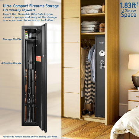 Barska Quick and Easy Access Biometric Rifles, Firearms and Long Guns Safe for Home, Removable Shelf, Optional Silent Mode, 1.83 Cubic Ft BARSKA