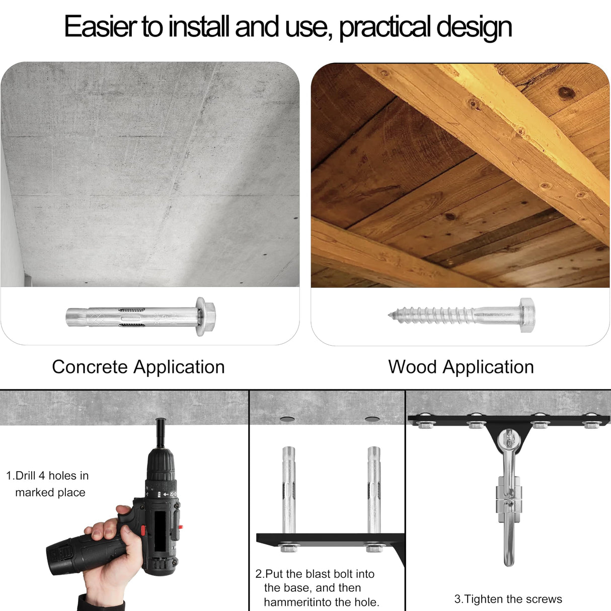 VivaZen Heavy Bag Hanger,Heavy Duty Punching Bag Mount Hanger Bracket,Ceiling Mount Hook 360°Rotation Wood Beam Holder Body Weight Strength Training Systems,Fit Most Ceiling and Swings VivaZen