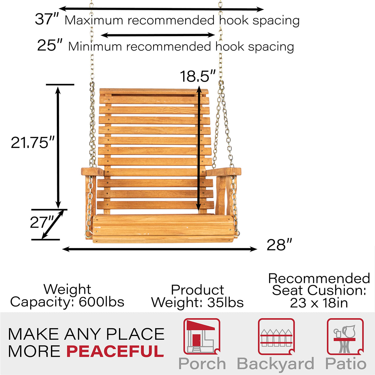 Amish Heavy Duty Roll Back Pressure Treated Swing Chair (Cedar Stain) Amish Casual
