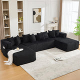 Oversized Cloud Boneless Couch with Chaise, Modern Modular Sofa with Deep Seat, Various Combinations Upholstered Couches with Storage, No Assembly Required-Black ZEIINPA