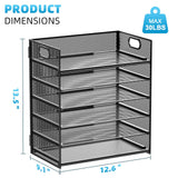 Marbrasse 6 Tier Paper Organizer Letter Tray - Mesh Desk File Organizer with Handle, Paper Sorter Organizer for Letter/A4 Office File Folder Holder - Black Marbrasse